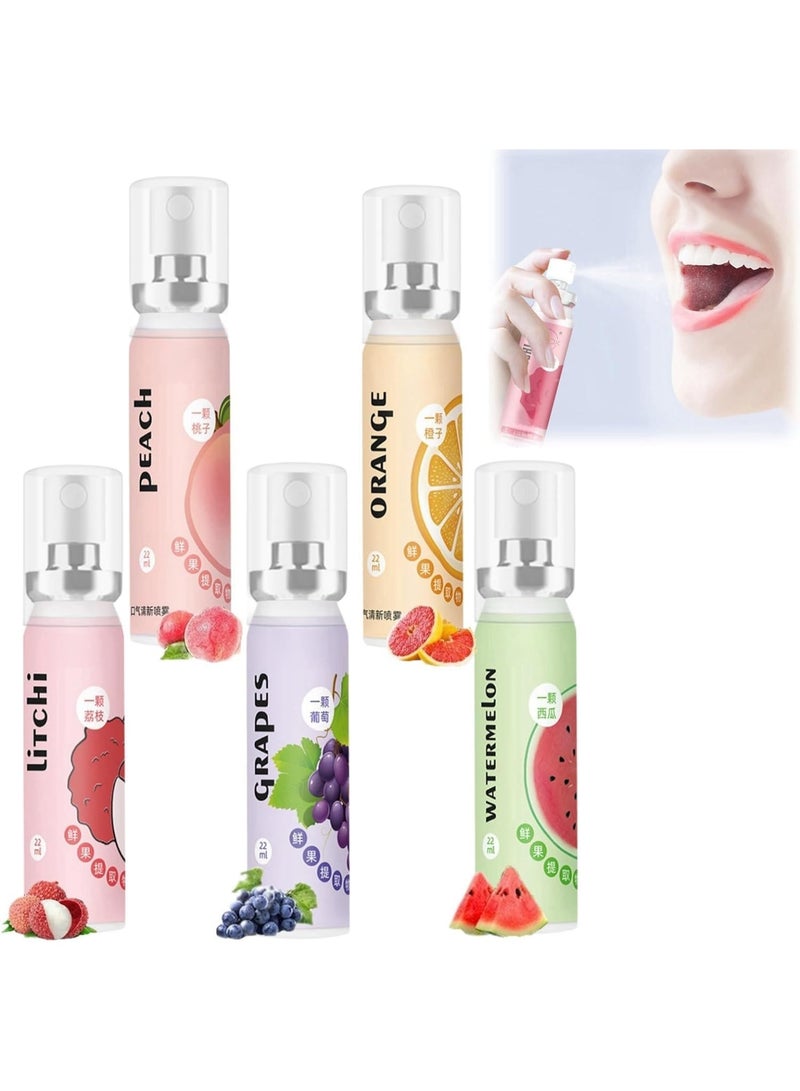 بخاخ الفم الفموي للفواكه ، 5 قطع بخاخ فم محمول للبالغين ، معطر ، بديل غسول الفم ، نكهة الفاكهة الطازجة ، علاج رائحة الفم الكريهة ، بخاخ العناية بالفم ، غسول الفم لرائحة الفم الكريهة 20 مل * 5 قطع - Image 1