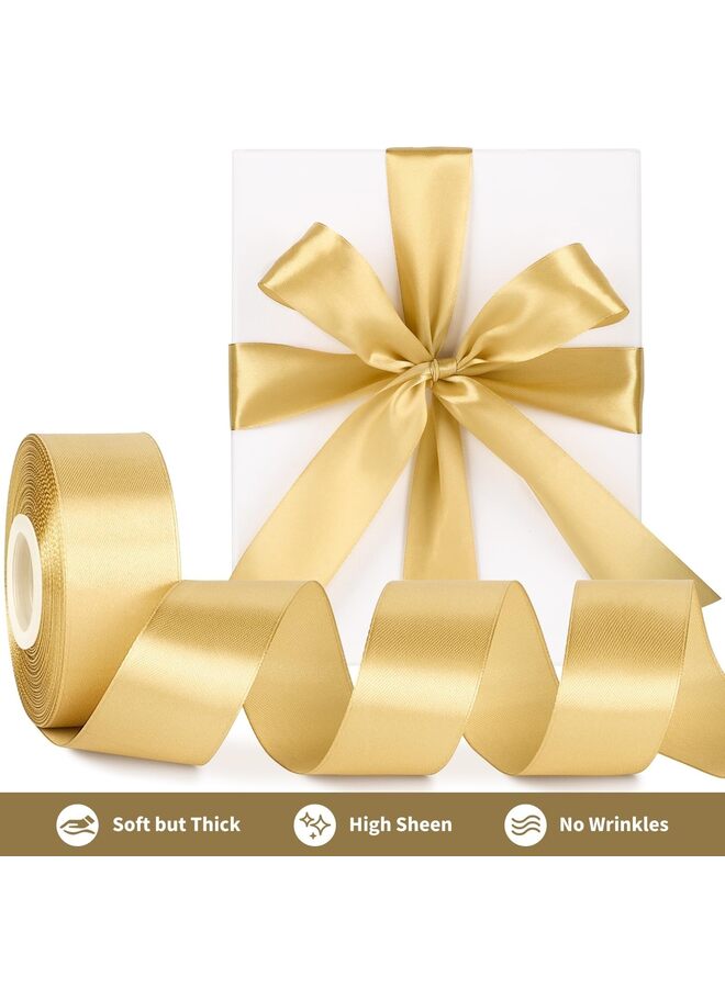 ribbon, pure polyester fabric ribbon, suitable for making roses, gift packaging, wedding decorations, crafts, bows (gold) - Image 2