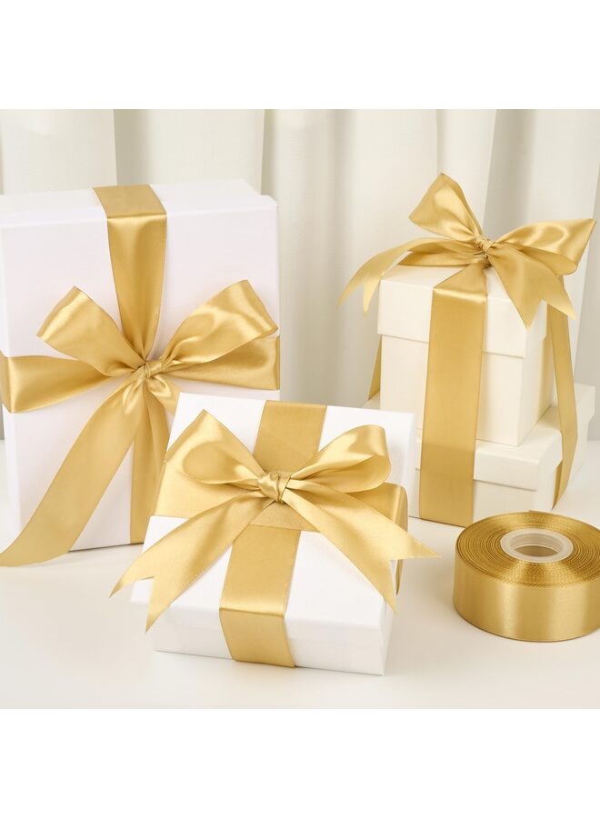 ribbon, pure polyester fabric ribbon, suitable for making roses, gift packaging, wedding decorations, crafts, bows (gold) - Image 3