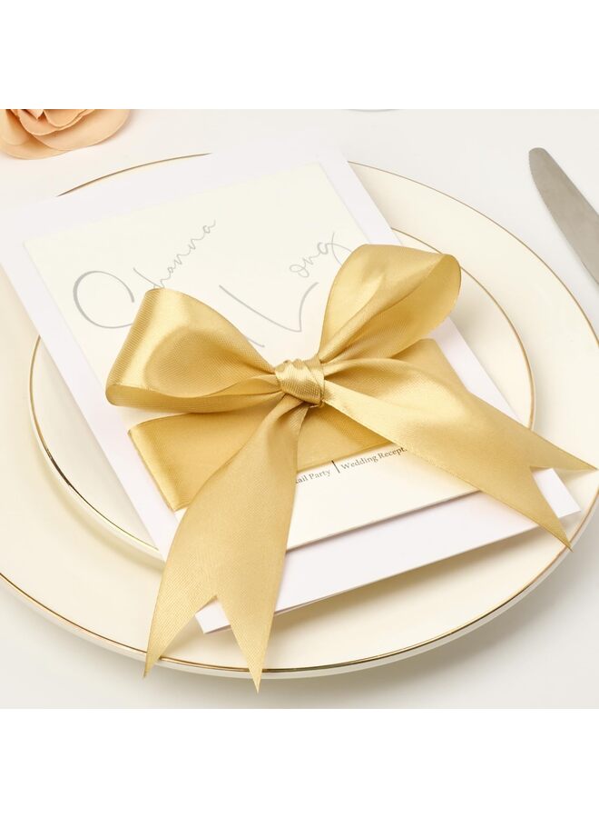 ribbon, pure polyester fabric ribbon, suitable for making roses, gift packaging, wedding decorations, crafts, bows (gold) - Image 5