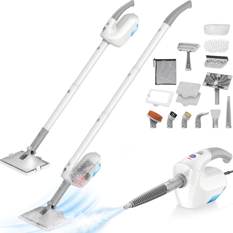 PureSwirlz 10-in-1 Steam Mop with Detachable Handheld Steamer, Multi & Up Steam Cleaner for Home with 350ml Tank, 10s Heat-Up, 2-Level Control, Lightweight and Multi-Surface Steamer for Floors, Carpets, Tiles - Image 1