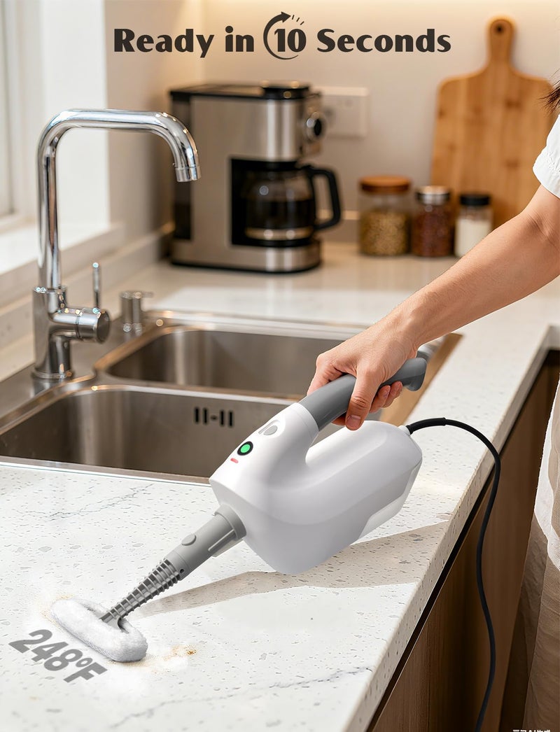 PureSwirlz 10-in-1 Steam Mop with Detachable Handheld Steamer, Multi & Up Steam Cleaner for Home with 350ml Tank, 10s Heat-Up, 2-Level Control, Lightweight and Multi-Surface Steamer for Floors, Carpets, Tiles - Image 4
