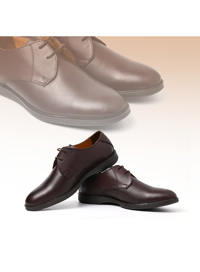 Mont Hawk Men's Genuine Leather Blucher Shoes – Premium Argentinian Calf Leather Derby Oxford Formal & Semi Formal Dress Shoes with TPR Comfort Sole, Breathable Leather Lining, Almond Toe (Brown) - Image 5