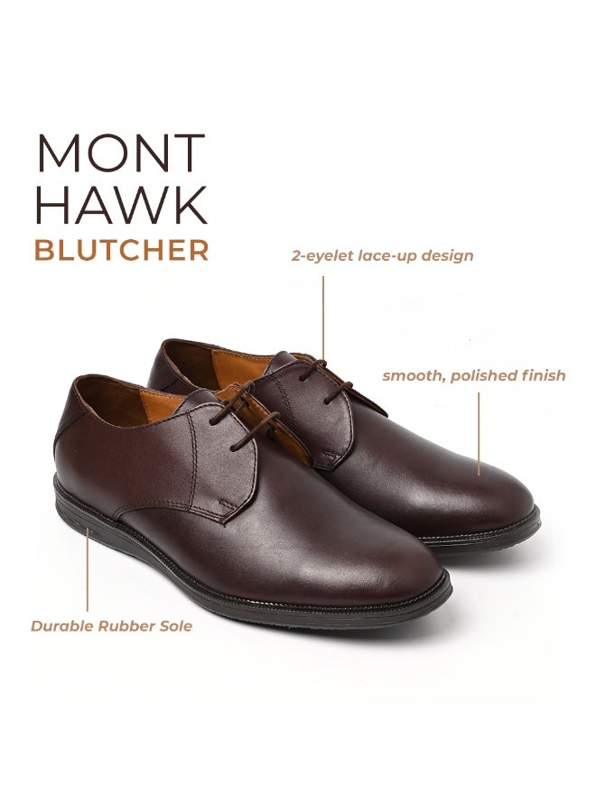 Mont Hawk Men's Genuine Leather Blucher Shoes – Premium Argentinian Calf Leather Derby Oxford Formal & Semi Formal Dress Shoes with TPR Comfort Sole, Breathable Leather Lining, Almond Toe (Brown) - Image 2