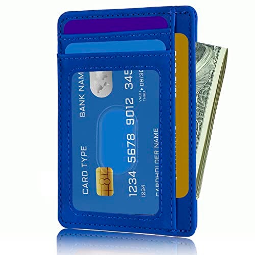 TOURSUIT Travel Minimalist Slim Front Pocket Wallet for Men Women, RFID Blocking Credit Card Holder Case (Dark Blue) - Image 2