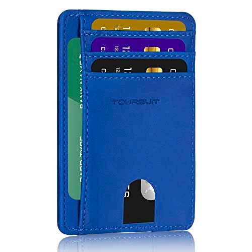 TOURSUIT Travel Minimalist Slim Front Pocket Wallet for Men Women, RFID Blocking Credit Card Holder Case (Dark Blue) - Image 1