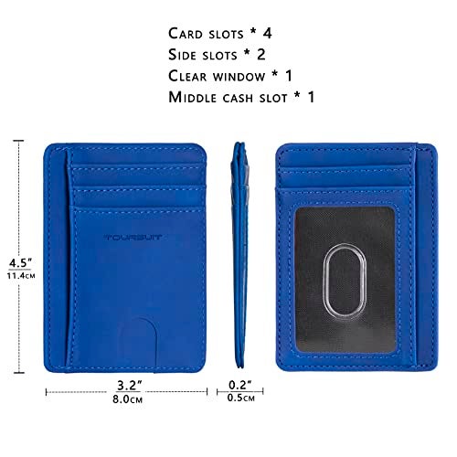 TOURSUIT Travel Minimalist Slim Front Pocket Wallet for Men Women, RFID Blocking Credit Card Holder Case (Dark Blue) - Image 4