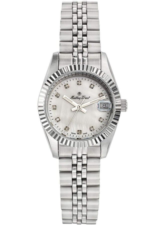 Mathey-Tissot Mathey-Tissot Stainless Steel Swiss Made Analog Mother Of Pearl Dial Women Watch - D710Ai, Silver Band  - Image 1