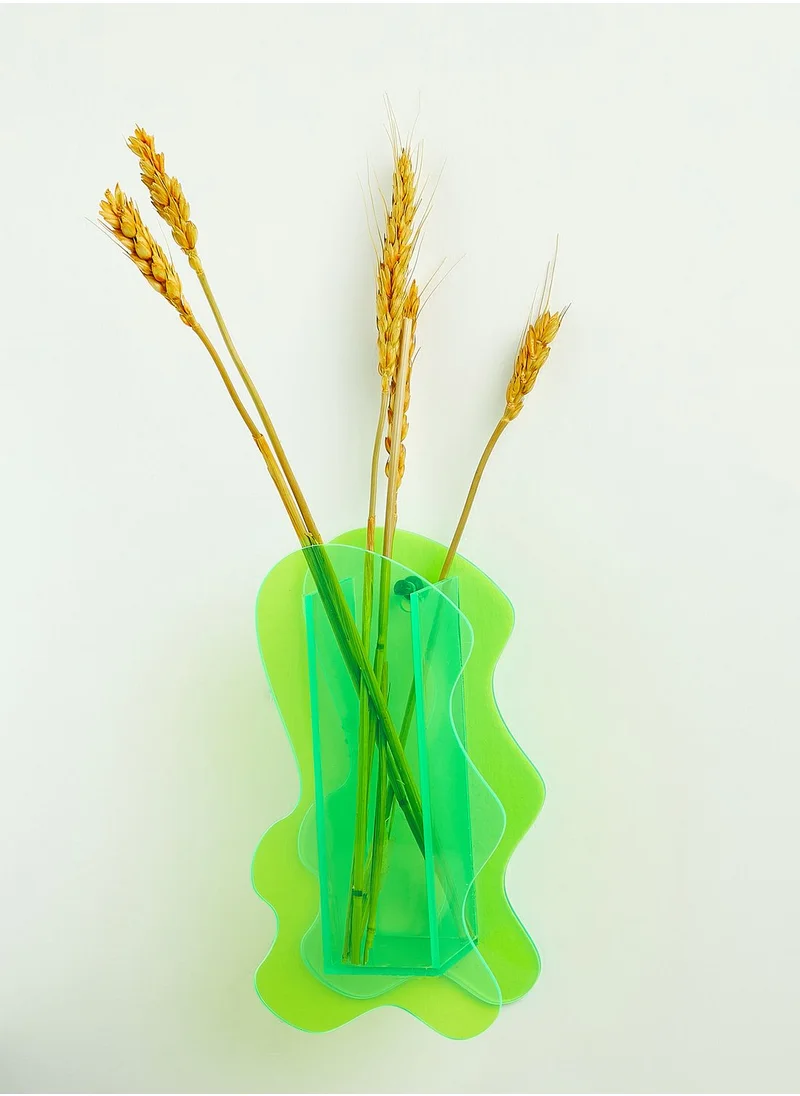Flamingo Candles Neon Green Abstract Vase