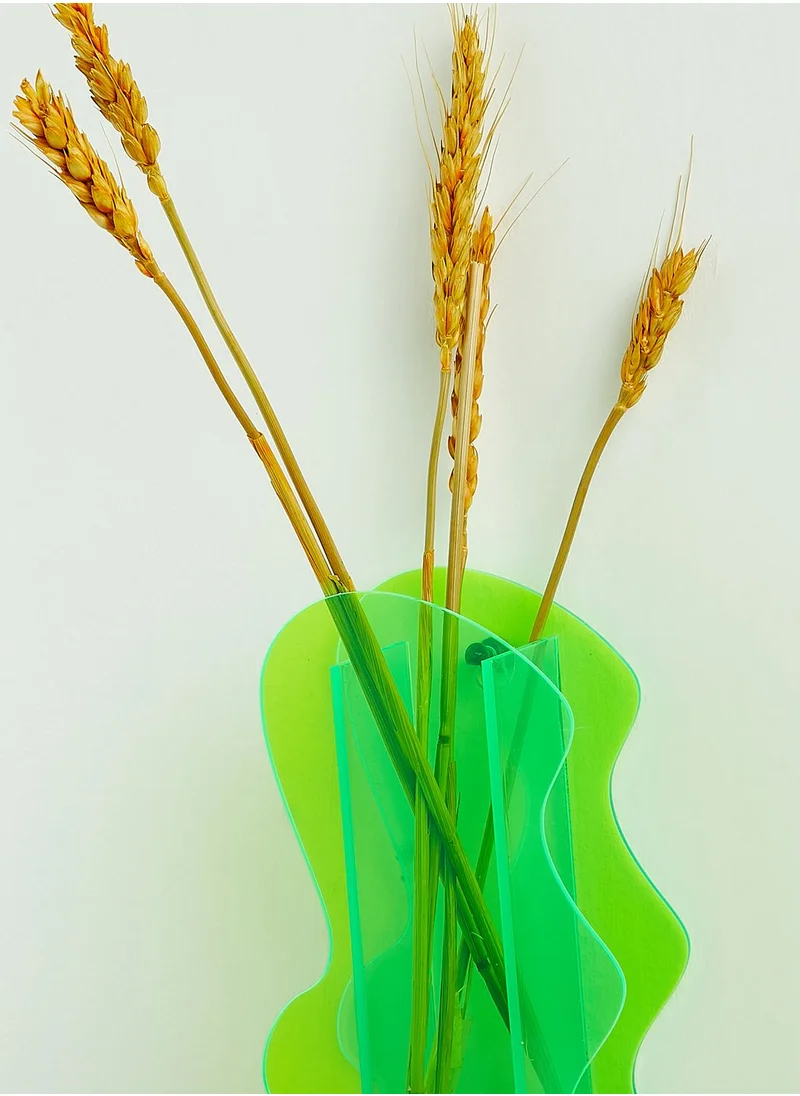 Flamingo Candles Neon Green Abstract Vase