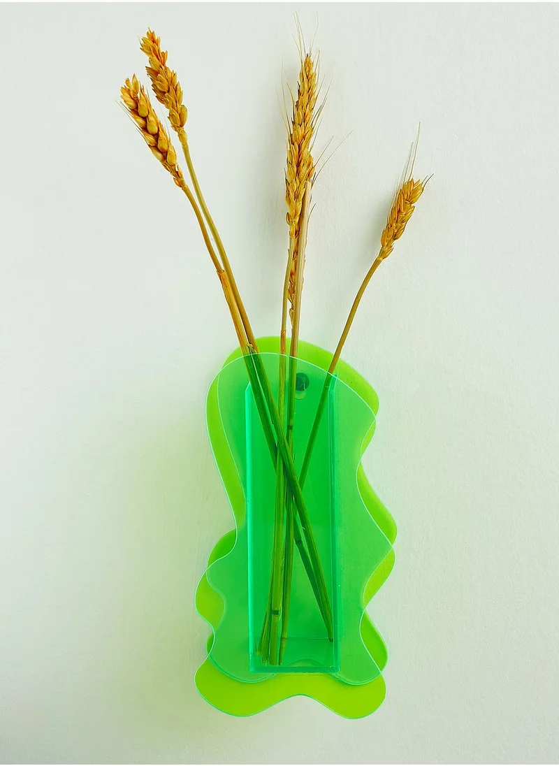 Flamingo Candles Neon Green Abstract Vase