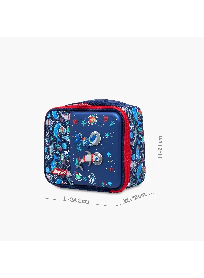 سكيلار Lunch/Cooler Bag-Astronut Shark-3D Accessories-1 Cmprt- (Polyester) Navy Blue \ 24.5X10X21