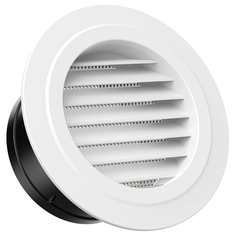 HG Power 6 Inch Soffit Vent Cover Round ABS Louver with Builtin Screen Mech for Attic Bathroom Garage Dryer Duct Ventilation 150mmWhite