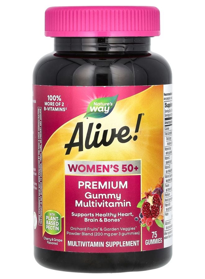 Alive! Women's 50+ Premium Gummy Multivitamin Cherry & Grape 75 Gummies
