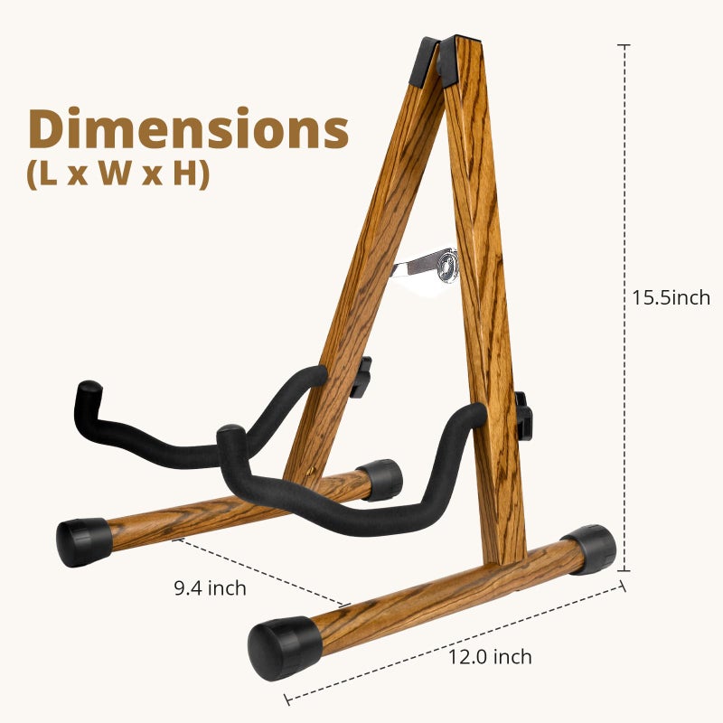 MUSO Guitar Stand,Acoustic Guitar Stand,Wood Classical Electric Guitar Stand,Foldable Bass Guitar Stand,Guitar Accessories also fit Bass,Violin,Ukulele(Zebra Color) - Image 3