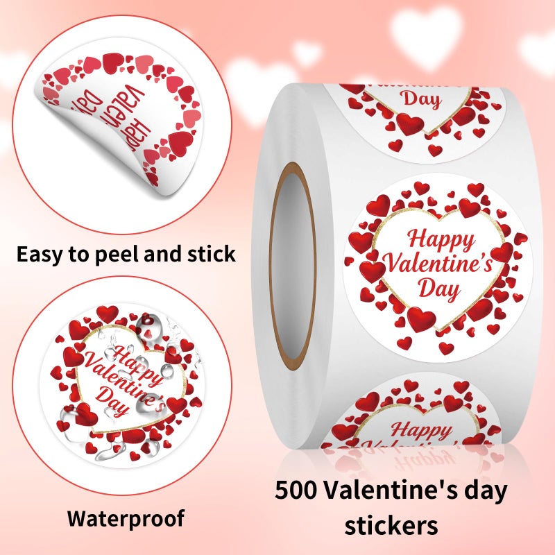 Heyfibro 500 PCS 1.5 Inch Happy Valentines Day Stickers Roll for Small Business, Gift Packing, Envelope Seals, Cards, Candy Bags, Party Supplies (Love Hearts) - Image 3
