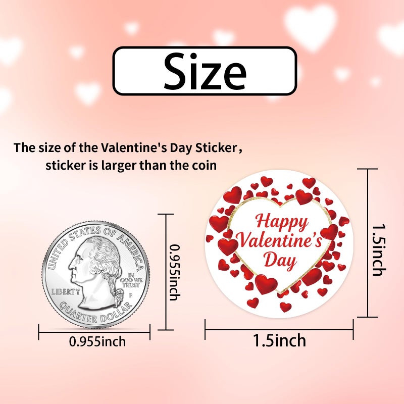 Heyfibro 500 PCS 1.5 Inch Happy Valentines Day Stickers Roll for Small Business, Gift Packing, Envelope Seals, Cards, Candy Bags, Party Supplies (Love Hearts) - Image 2