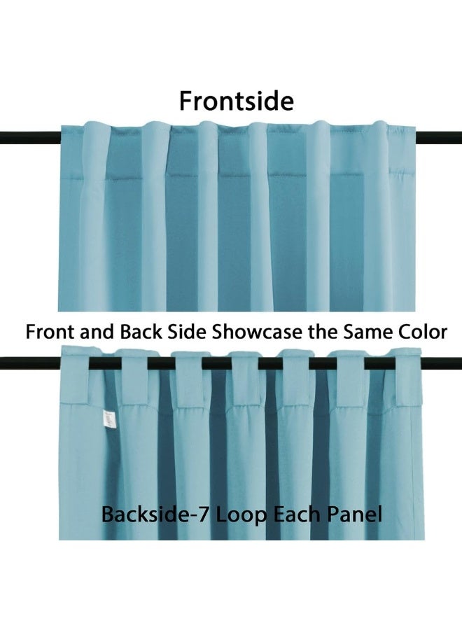 H.VERSAILTEX HVERSAILTEX Blackout Curtains Thermal Insulated Window Treatment Panels Room Darkening Blackout Drapes for Living Room Back TabRod Pocket Bedroom Draperies 52 x 84 Inch Solid Aqua 2 Panels - Image 5