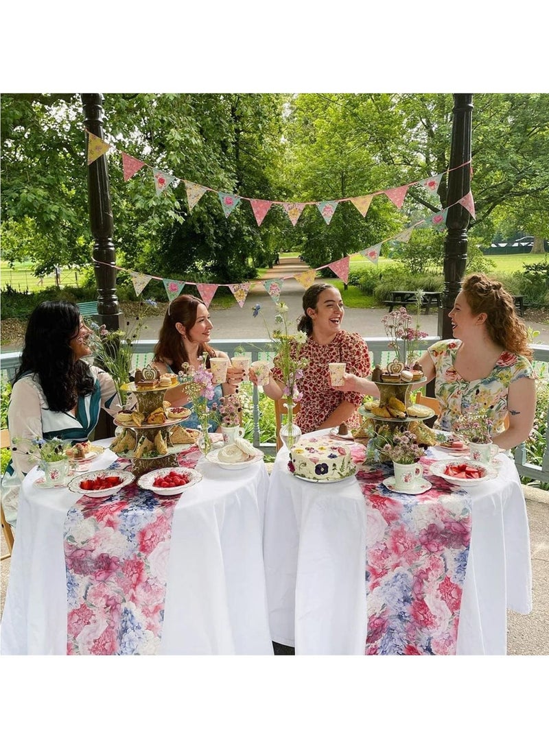 Zikra 48PCS Vintage Floral Paper Plates, Afternoon Tea Disposable Plates Mothers Days Table Party Decorations for Birthday Baby Shower, Wedding and Anniversary - Image 3