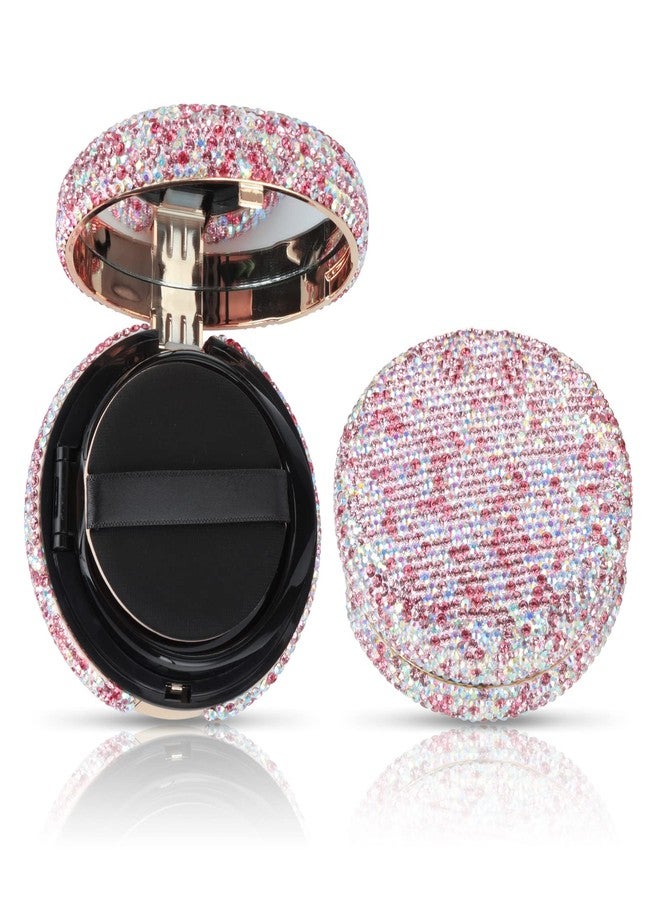 KEYPOWER Makeup Powder Compact Empty Container with Bling Diamond Design, Pink, for Home, Travel/On-the-go, Professional Use - Image 1