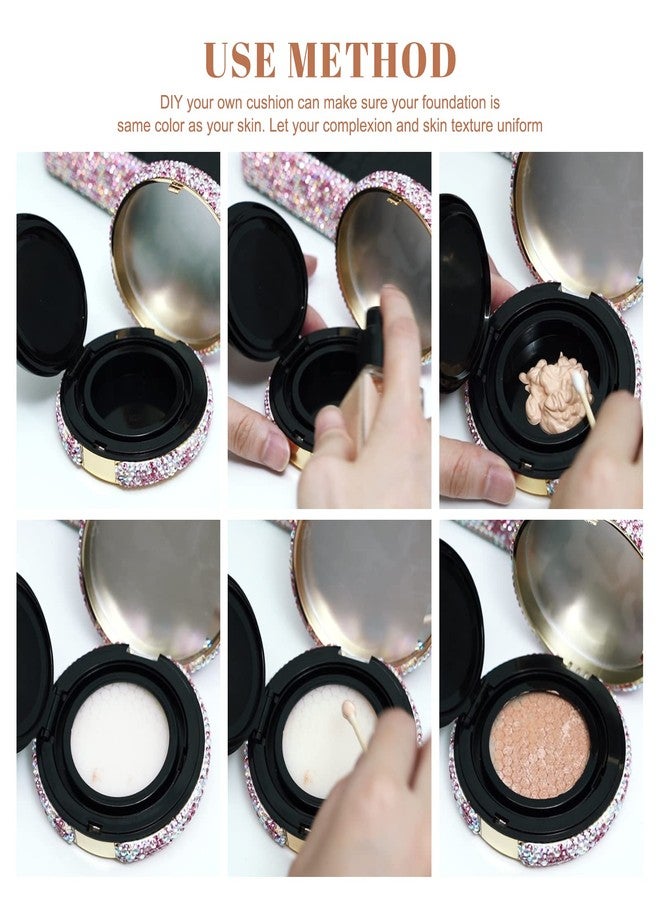KEYPOWER Makeup Powder Compact Empty Container with Bling Diamond Design, Pink, for Home, Travel/On-the-go, Professional Use - Image 3