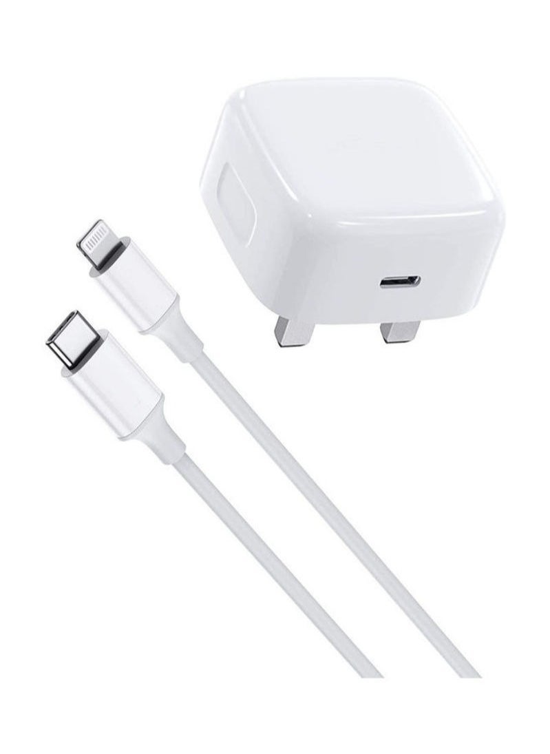 BGM - 20W Foldable Fast Charging Wall Adapter Compatible with Apple iPhone 12 Pro Max/11 Pro Max/SE, iPad White - Image 1