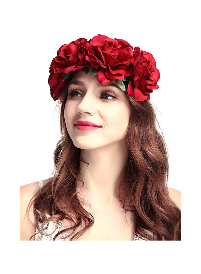 NIBEMINENT Rose Pattern Headband Red - Image 3