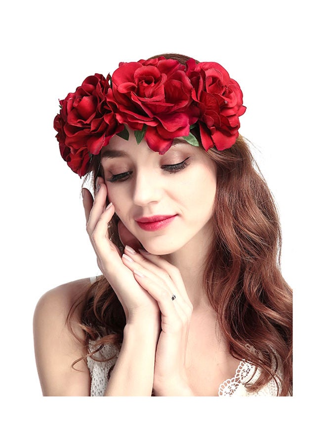 NIBEMINENT Rose Pattern Headband Red - Image 4