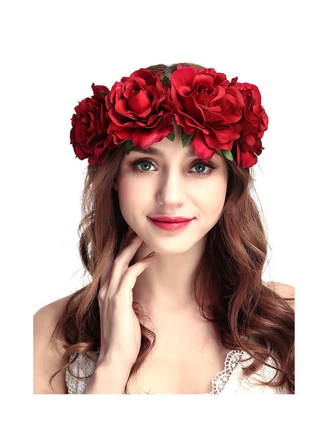 NIBEMINENT Rose Pattern Headband Red - Image 2