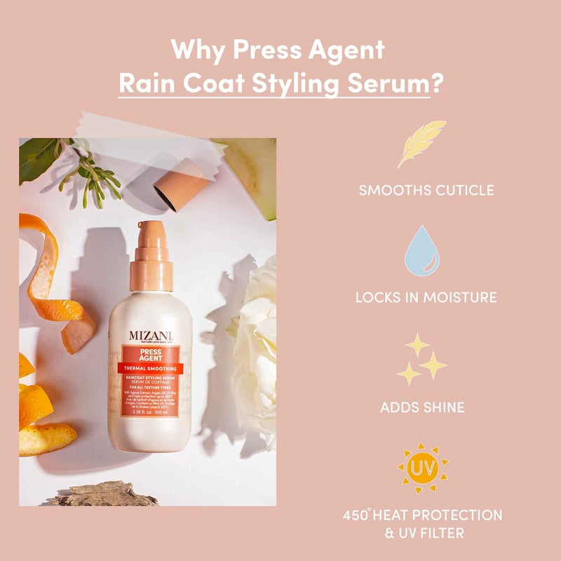 Mizani Press Agent Blow Dry Serum - Heat Styling Serum, Moisturizes & Protect Hair from Blowouts,Thermal Smoothing and Heat Protection For Dry, Frizzy Hair, With Argan Oil - Image 3