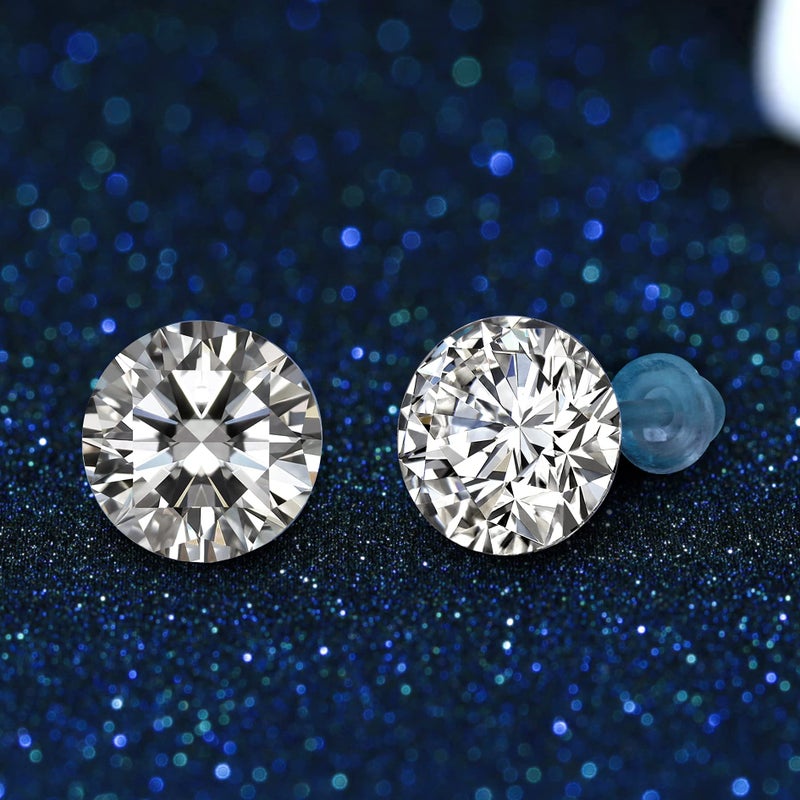 EIELO 12Pairs Clear Plastic CZ Studs Earrings for Women Men Acrylic Post Hypoallergenic Stud Earring Round Square CZ Rhinestone Ear Studs Piercing Retainers - Image 3