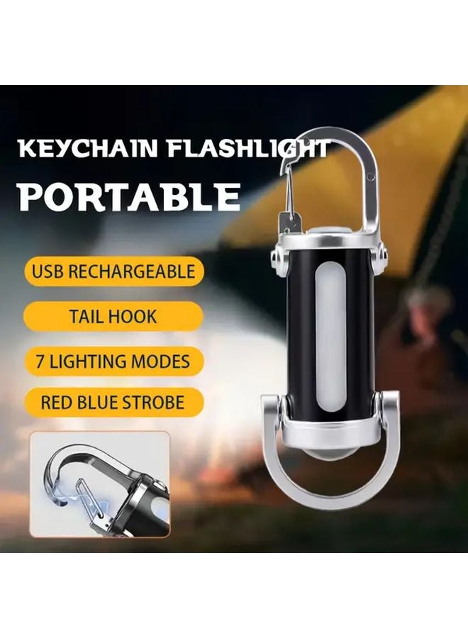 1pc Mini Keychain Light Portable LED Flashlight USB Rechargeable Emergency Lantern - Image 2