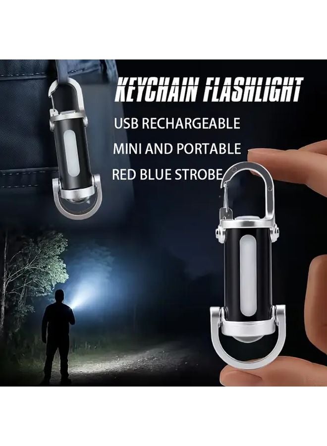 1pc Mini Keychain Light Portable LED Flashlight USB Rechargeable Emergency Lantern - Image 5