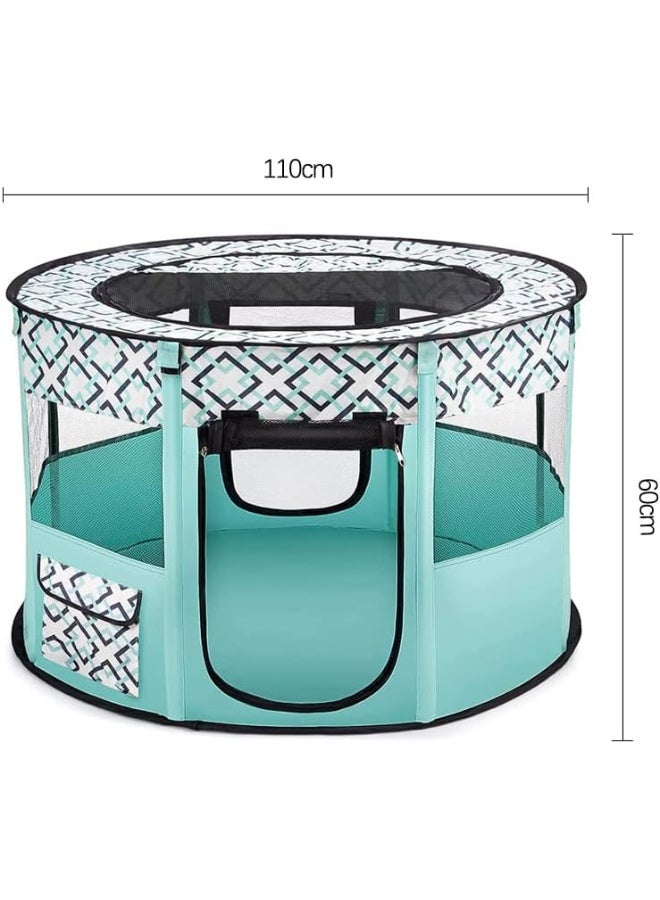NeoStyle Large Foldable Pet Playpen Tent, Portable Pet Play Pen, Cat Delivery Room, Indoor and Outdoor Travel Playpen for Dogs, Cats and Rabbits with Free Carrying Case, 110 * 110 * 60cm(green) - Image 2