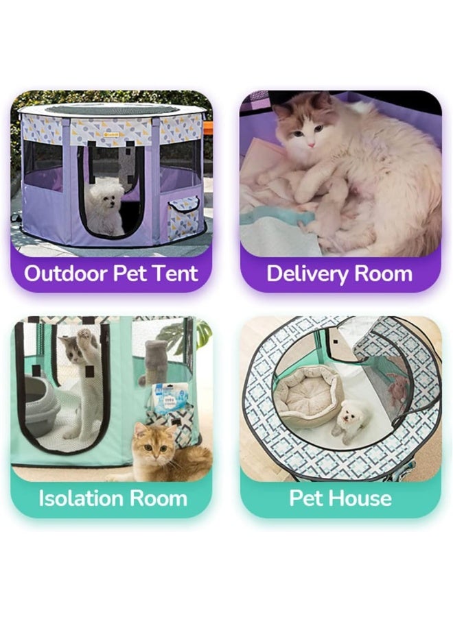 NeoStyle Large Foldable Pet Playpen Tent, Portable Pet Play Pen, Cat Delivery Room, Indoor and Outdoor Travel Playpen for Dogs, Cats and Rabbits with Free Carrying Case, 110 * 110 * 60cm(green) - Image 3