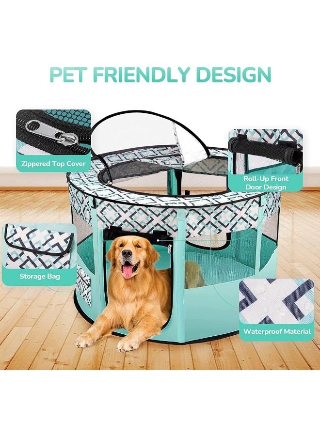 NeoStyle Large Foldable Pet Playpen Tent, Portable Pet Play Pen, Cat Delivery Room, Indoor and Outdoor Travel Playpen for Dogs, Cats and Rabbits with Free Carrying Case, 110 * 110 * 60cm(green) - Image 5