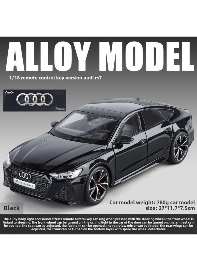null - Genuine Authorization 1:18 Audi RS7 Car Model Simulation Alloy Remote Key Car Model Collection Ornaments Toys-Color:1:18 Genuine Authorized Audi Rs7 [black-remote Key Version] - Image 1