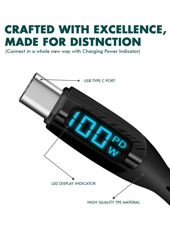 Wayona - Wayona USB C to USB C 100W LED Power Display Type C to C Fast Charging Cable for Iphone 16 Series, iPhone 15 Pro,Macbook, Laptops, Samsung Galaxy S24 Ultra, S23, Flip,Google Pixel (1.5M, Black) - Image 1