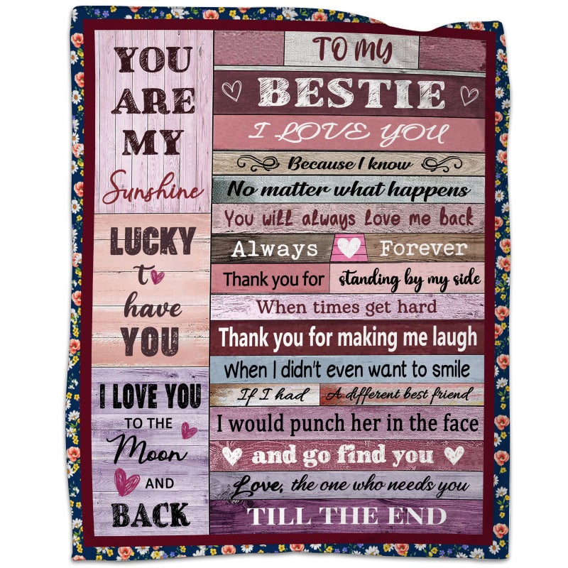 AJIIUSV Best Friends Blanket Gifts for Women Bestie Gifts for Women Work Bestie BFF Soul Sister on Birthday to My Best Friend Throw Blanket 50X60