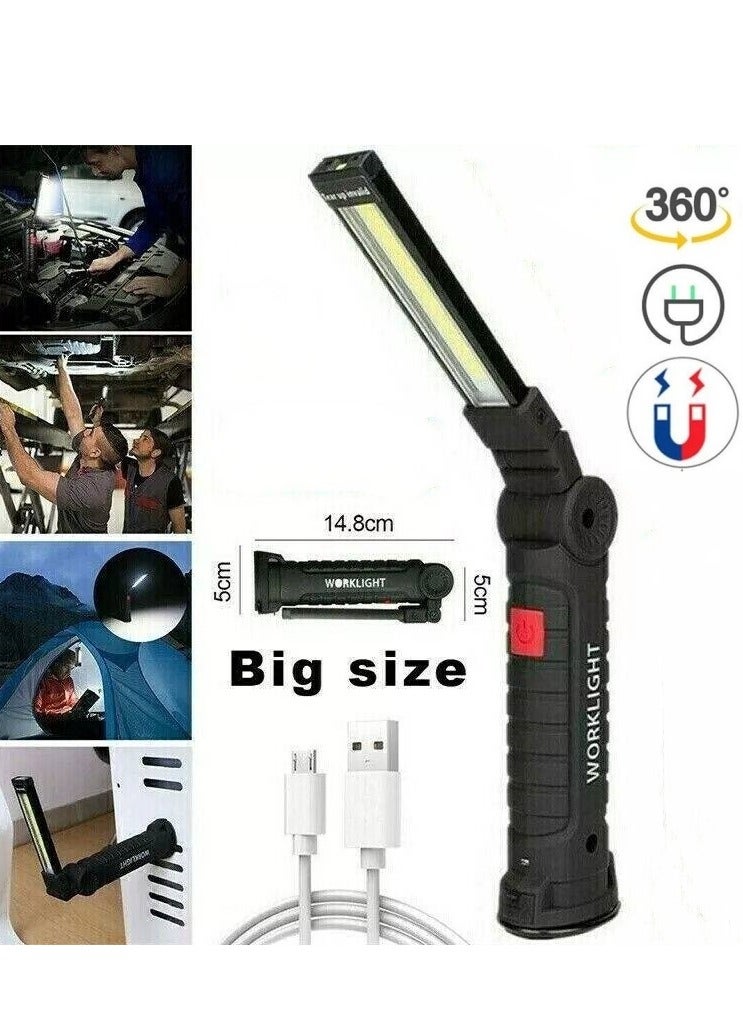 LED Work Light,Rotate Grill Light and 5 Modes Bright LED Flashlights, COB Rechargeable Work Lights with Magnetic Base, Inspection Light for Car Repair, Household, Camping  - Image 1