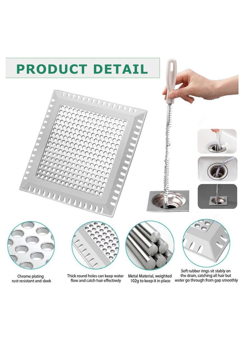 SOLARAE Shower Drain Hair Catcher, 2 Pack Hair Stopper Shower Drain Covers, with 1 Pcs Flexible Sink Cleaning Brush, Stable Hair Drain Catcher Bathtubr, for Bathroom Bathroom and Kitchen - Image 5