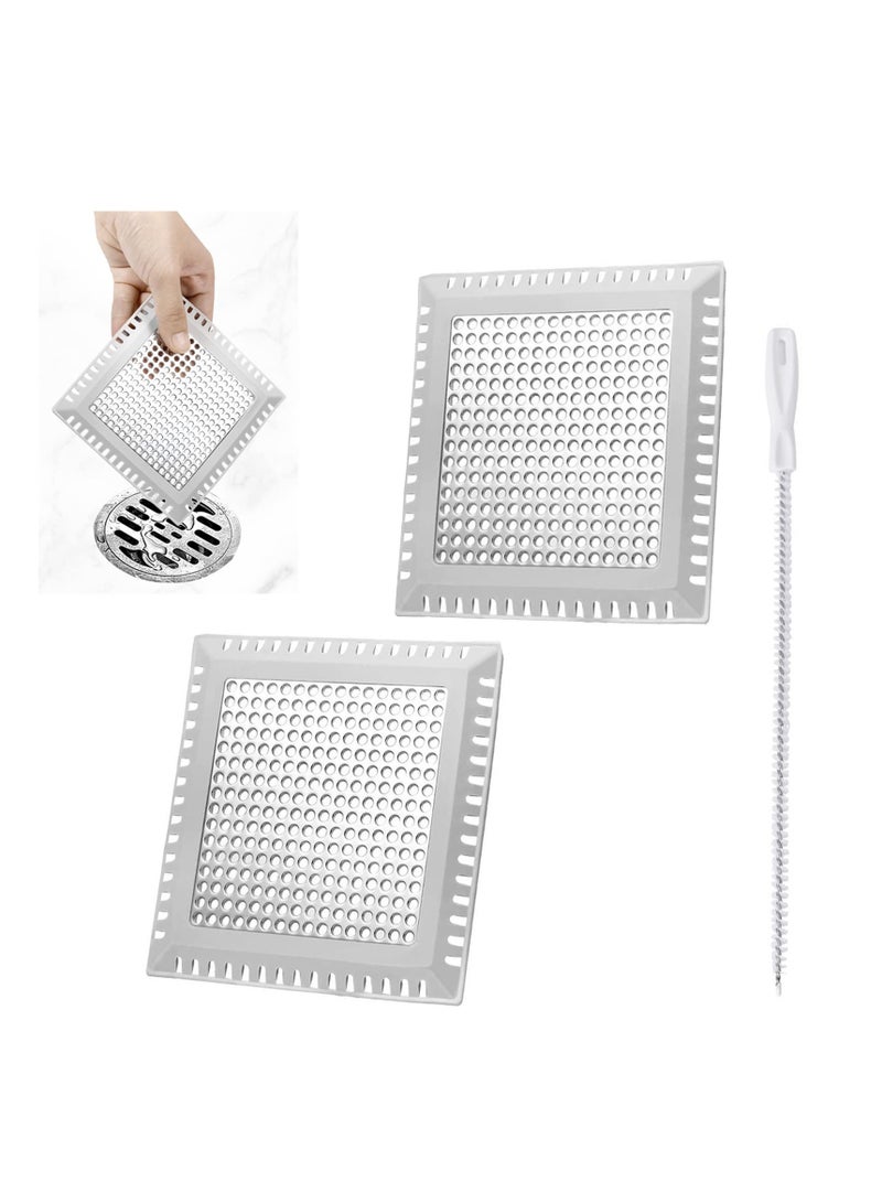SOLARAE Shower Drain Hair Catcher, 2 Pack Hair Stopper Shower Drain Covers, with 1 Pcs Flexible Sink Cleaning Brush, Stable Hair Drain Catcher Bathtubr, for Bathroom Bathroom and Kitchen - Image 1