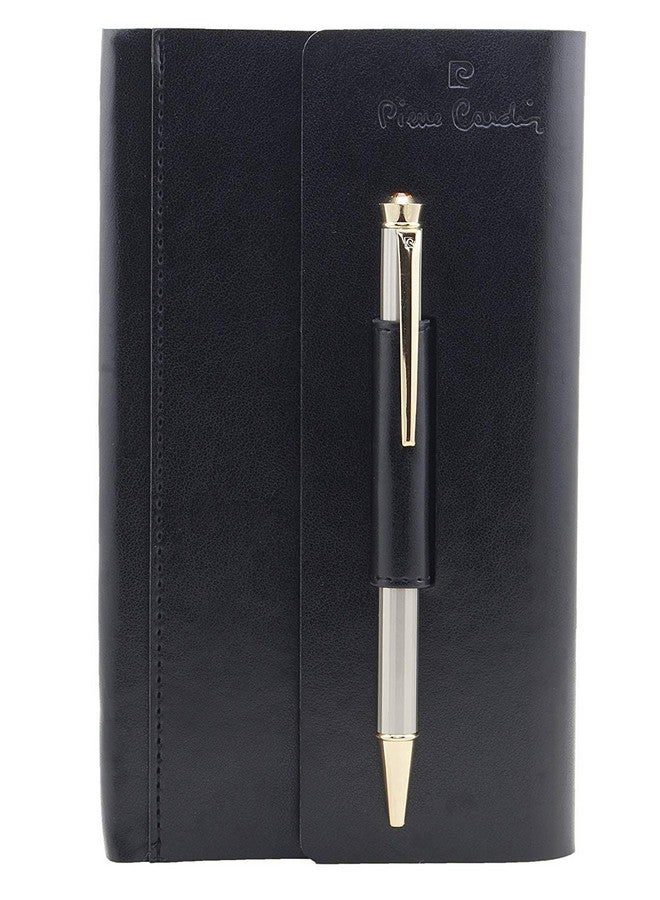 pierre cardin Business Gift Set | Luxorious Chorme Finished Ball Pen & Premium Leather Black Diary | Ideal For Rakhi, Festive & Corporate Gifting - Image 3