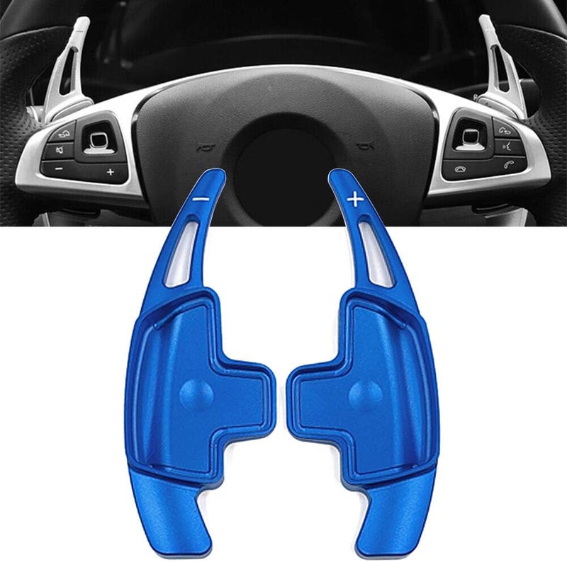 غطاء تمديد ذراع تغيير السرعات الداخلي الممتد من الألومنيوم Cnoula11 Auto Aluminum Shift Paddle Extended Interior Shifter Extension Trim Cover لعام 2018 لسيارات مرسيدس بنز 2016-2020 فئة A و B و C و CLA و CLS و E و GLC و GLE و GLS و S، أزرق - Image 3