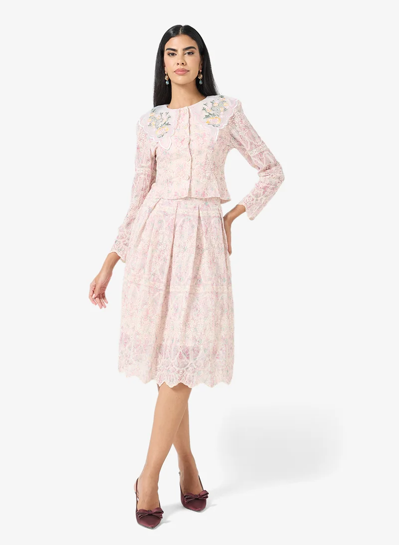 خزانة Prined Lace Top & Skirt Set