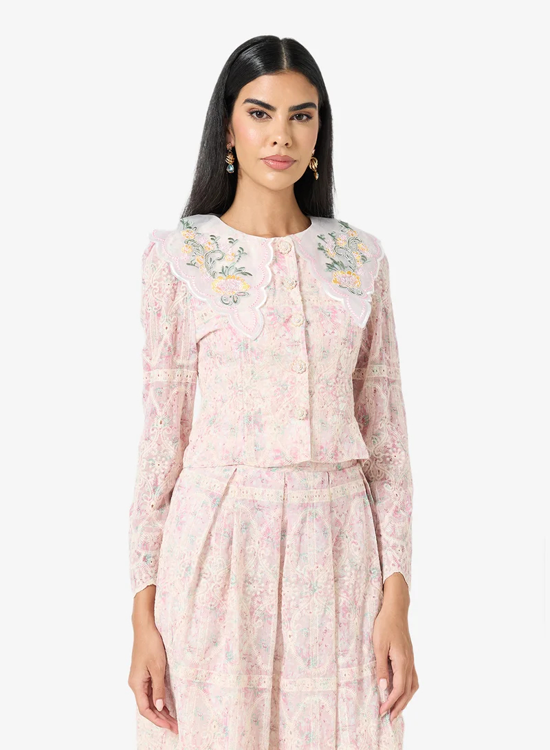 Khizana  Prined Lace Top & Skirt Set for Women | Best Price UAE