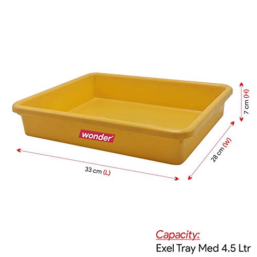 Wonder صينية بلاستيكية متوسطة من وندر هوم وير للاستخدام المنزلي/المطبخ/المكتب، مجموعة من 3، 4.5 لتر، لون أبيض، (أصفر أزرق أخضر) - Image 2