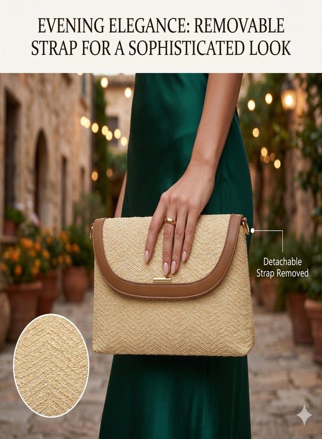 CHUNLI Straw Purse for Women, Woven Beach Crossbody Bag with Adjustable Strap, Summer Boho Resort Vacation Shoulder Handbag - Image 3