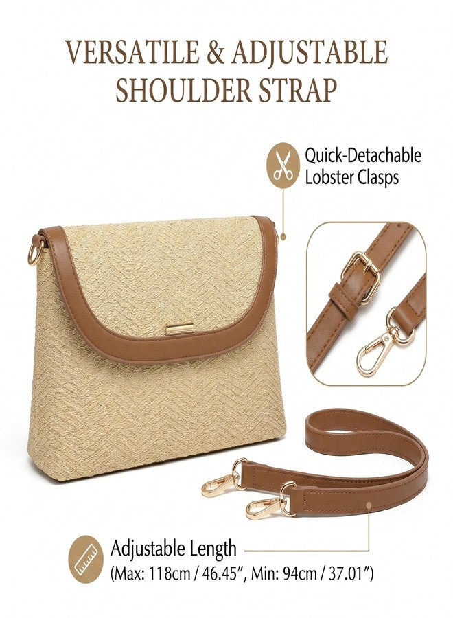 CHUNLI Straw Purse for Women, Woven Beach Crossbody Bag with Adjustable Strap, Summer Boho Resort Vacation Shoulder Handbag - Image 5