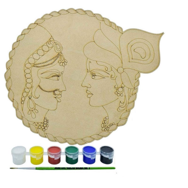 Pre Marked Wooden Board Art Craft MDF Wooden Art Boards Rangoli Design Painting Craft Work Home Room Decor Artistic Work Art Craft for Children or Adult with Water Color 25 cm 115 Inch Combo  - Image 3